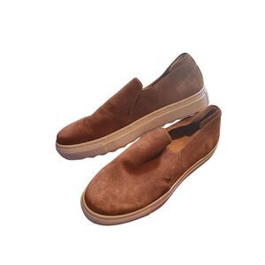 J/Slides Suede Leather Slip On Platform Sneakers Tan Women's 6.5